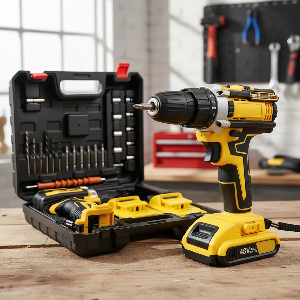 Furadeira Parafusadeira de Impacto Sem Fio 48V com maleta completa